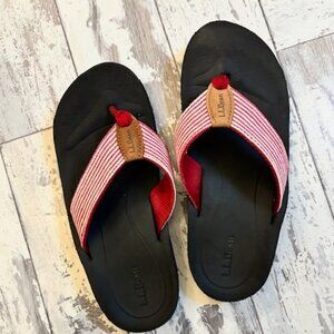 LL Bean Stripe Flip Flops